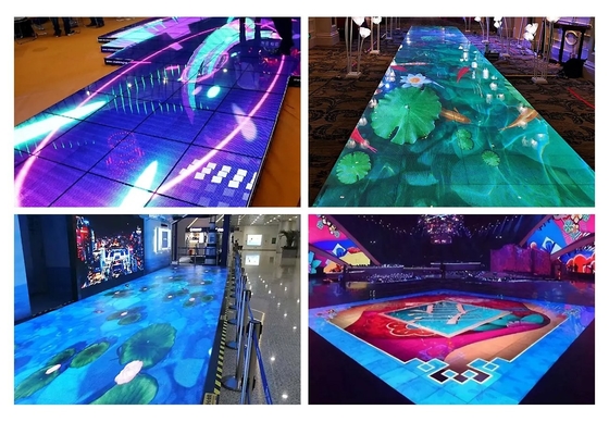 IP65 P3.91 Tela de exibição de LED de piso colorida interna 3D Vídeo interativo Cabine de DJ Bar Dance